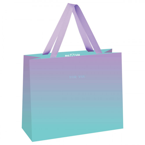 Пакет подарочный 23*18*10см MESHU Duotone. Turquoise-Lilac gradient, отд. фольгой, матовая ламинация