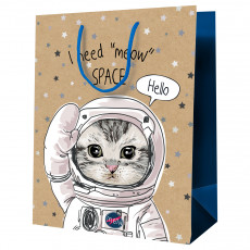Пакет подарочный 18*23*10см MESHU Космический кот, крафт