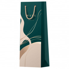 Пакет подарочный 12*36*8,5см MESHU Abstraction.Emerald, матовое ламинирование, отд.фольгой, под бутылку