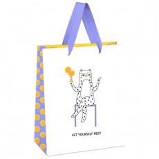 Пакет подарочный 18*23*10см MESHU Lets yourself rest, выб. лак, белый крафт