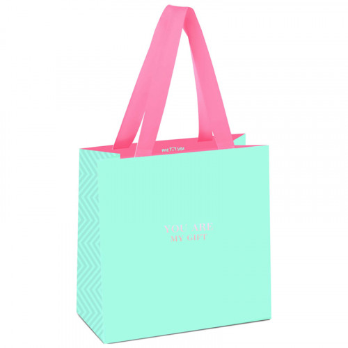 Пакет подарочный 20*20*10см MESHU Bright turquoise, отд. фольгой, выб. лак, матовая ламинация