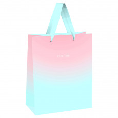 Пакет подарочный 26*32*12см MESHU Duotone. Mint-Pink gradient, отд. фольгой, матовая ламинация