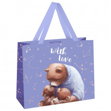 Пакет подарочный 32*26*12см MESHU With love, отд. фольгой, матовая ламинация
