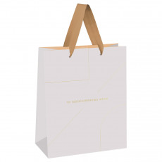 Пакет подарочный 33*42*12см MESHU Monocolor. White, отд. фольгой, матовая ламинация