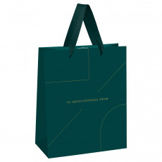 Пакет подарочный 18*23*10см MESHU Monocolor. Emerald, отд. фольгой, матовая ламинация