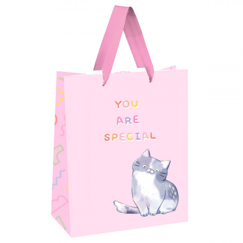 Пакет подарочный 18*23*10см MESHU You are special, выборочный лак, белый крафт