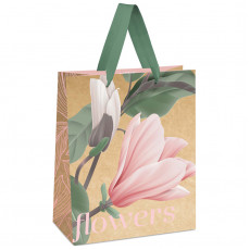 Пакет подарочный 26*32*12см MESHU Flowers, отд. фольгой, крафт