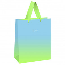 Пакет подарочный 18*23*10см MESHU Duotone. Blue-Green gradient, отд. фольгой, матовая ламинация