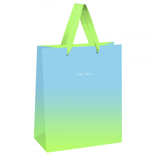 Пакет подарочный 18*23*10см MESHU Duotone. Blue-Green gradient, отд. фольгой, матовая ламинация