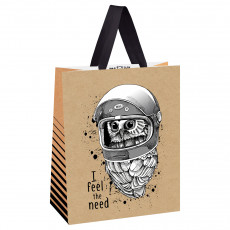 Пакет подарочный 18*23*10см MESHU Space Owl, выборочный лак, крафт