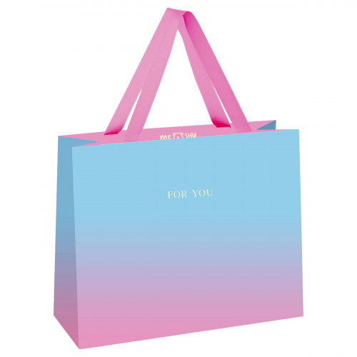 Пакет подарочный 32*26*12см MESHU Duotone. Light blue-Pink gradient, отд. фольгой, матовая ламинация