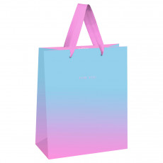 Пакет подарочный 26*32*12см MESHU Duotone. Light blue-Pink gradient, отд. фольгой, матовая ламинация