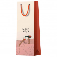 Пакет подарочный 12*36*8,5см MESHU Wine not, глянцевая ламинация, под бутылку