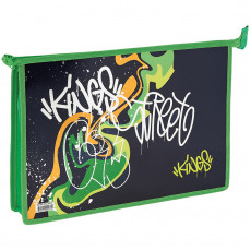 Папка для тетрадей 1 отделение, А4, ArtSpace Graffiti, ламинированный картон, фольга, на молнии Папка для тетрадей 1 отделение, А4, ArtSpace Graffiti, ламинированный картон, фольга, на молнии