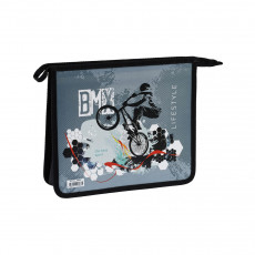 Папка для тетрадей 2 отделения, А5, ArtSpace BMX, 240*200*55мм, пластик, на молнии