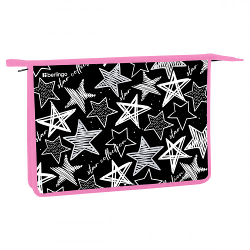 Папка для тетрадей 1 отделение, А4 Berlingo Glossy stars, 340*245*40мм, пластик, на молнии
