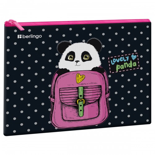 Папка 1 отделение, А5 Berlingo Cute panda, 255*205мм, ПВХ, на молнии