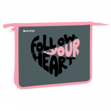 Папка для тетрадей 1 отделение, А5 Berlingo Follow your heart, 240*205*40мм, пластик, на молнии