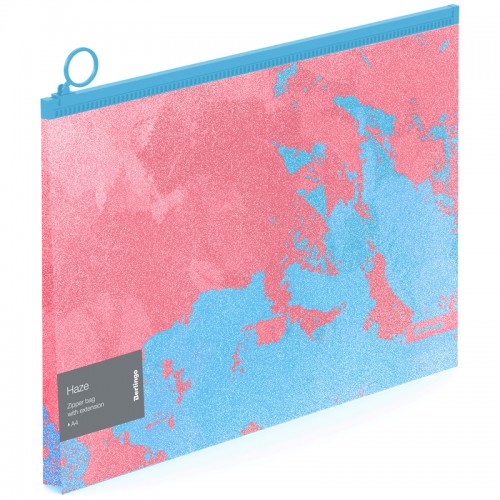 Папка-конверт на молнии с расширением Berlingo Haze А4, 180мкм, розовая/голубая, с рисунком, с эффектом блесток