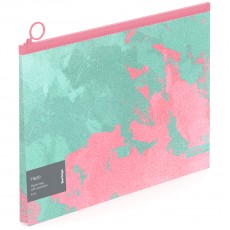 Папка-конверт на молнии с расширением Berlingo Haze А4, 180мкм, мятная/розовая, с рисунком, с эффектом блесток