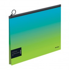 Папка-конверт на молнии с расширением Berlingo Radiance А4, 180мкм, голубой/зеленый градиент