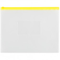 Папка-конверт на zip-молнии OfficeSpace А4, полипропилен, 150мкм, прозрачная, карман, молния желтая