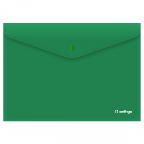 Папка-конверт на кнопке Berlingo City Style, А4, 200мкм, непрозрачная, зеленая