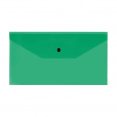 Папка-конверт на кнопке СТАММ С6+, 150мкм, пластик, прозрачная, зеленая