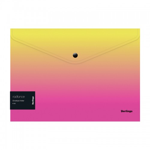 Папка-конверт на кнопке Berlingo Radiance А4, 180мкм, желтый/розовый градиент, с рисунком