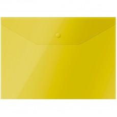 Папка-конверт на кнопке OfficeSpace А4, 150мкм, пластик, желтая
