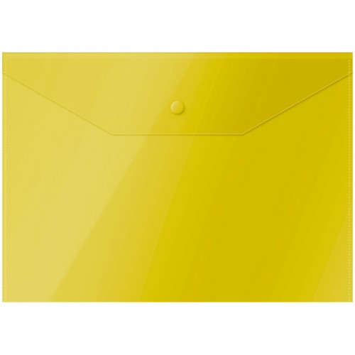 Папка-конверт на кнопке OfficeSpace А4, 150мкм, пластик, желтая