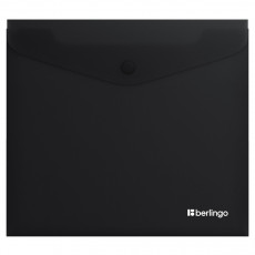 Папка-конверт на кнопке Berlingo Soft Touch, А5+, 200мкм, софт-тач, черная