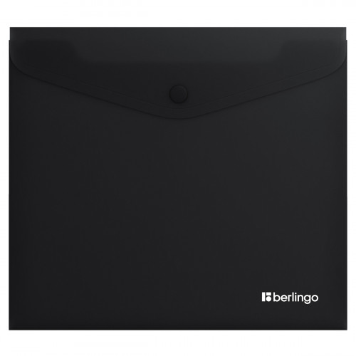 Папка-конверт на кнопке Berlingo Soft Touch, А5+, 200мкм, софт-тач, черная