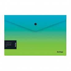 Папка-конверт на кнопке Berlingo Radiance А4, 180мкм, голубой/зеленый градиент, с рисунком