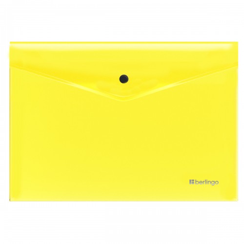 Папка-конверт на кнопке Berlingo Neon А4, 200мкм, прозрачная желтый неон