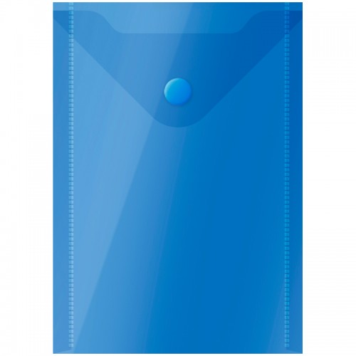 Папка-конверт на кнопке OfficeSpace А6 (105*148мм), 150мкм, пластик, полупрозрачная, синяя