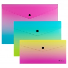 Набор пластиковых папок-конвертов на кнопке Berlingo Radiance, форматы А4, А5, Travel size, 3шт