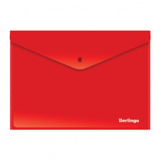 Папка-конверт на кнопке Berlingo, А4, 180мкм, непрозрачная, красная