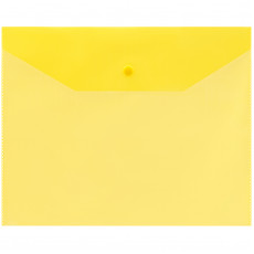 Папка-конверт на кнопке OfficeSpace А5 (190*240мм), 120мкм, пластик, полупрозрачная, желтая