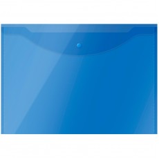 Папка-конверт на кнопке OfficeSpace А3, 150мкм, пластик, полупрозрачная, синяя