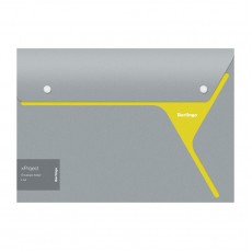 Папка-конверт на 2 кнопках Berlingo xProject А4, серая/желтая, 300мкм