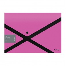 Папка-конверт на кнопке Berlingo xProject А4, фуксия/черная, 300мкм