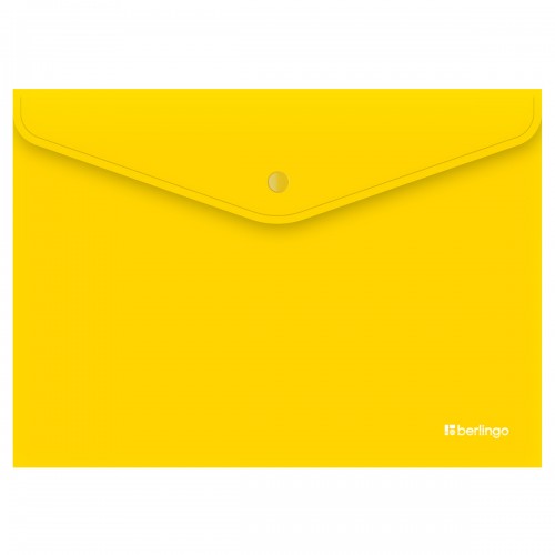 Папка-конверт на кнопке Berlingo City Style, А4, 200мкм, непрозрачная, желтая