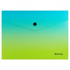 Папка-конверт на кнопке Berlingo Radiance, А5, 180мкм, голубой/зеленый градиент
