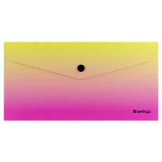 Папка-конверт на кнопке Berlingo Radiance, Travel size, 180мкм, желтый/розовый градиент