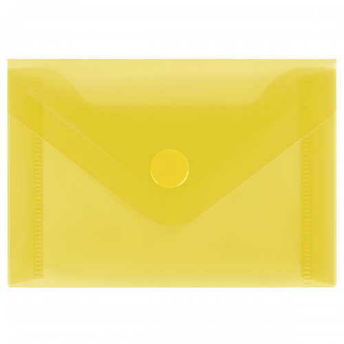 Папка-конверт на кнопке СТАММ А7 (74*105мм), 150мкм, пластик, прозрачная, желтая