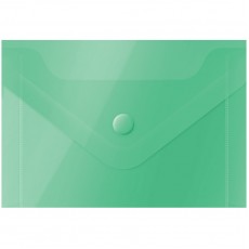 Папка-конверт на кнопке OfficeSpace А7 (74*105мм), 150мкм, пластик, зеленая