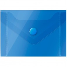Папка-конверт на кнопке OfficeSpace А7 (74*105мм), 150мкм, пластик, полупрозрачная, синяя