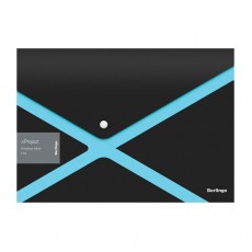 Папка-конверт на кнопке Berlingo xProject А4, черная/голубая, 300мкм