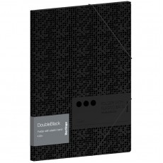 Папка для тетрадей на резинке Berlingo DoubleBlack А5+, 600мкм, черная, с рисунком
